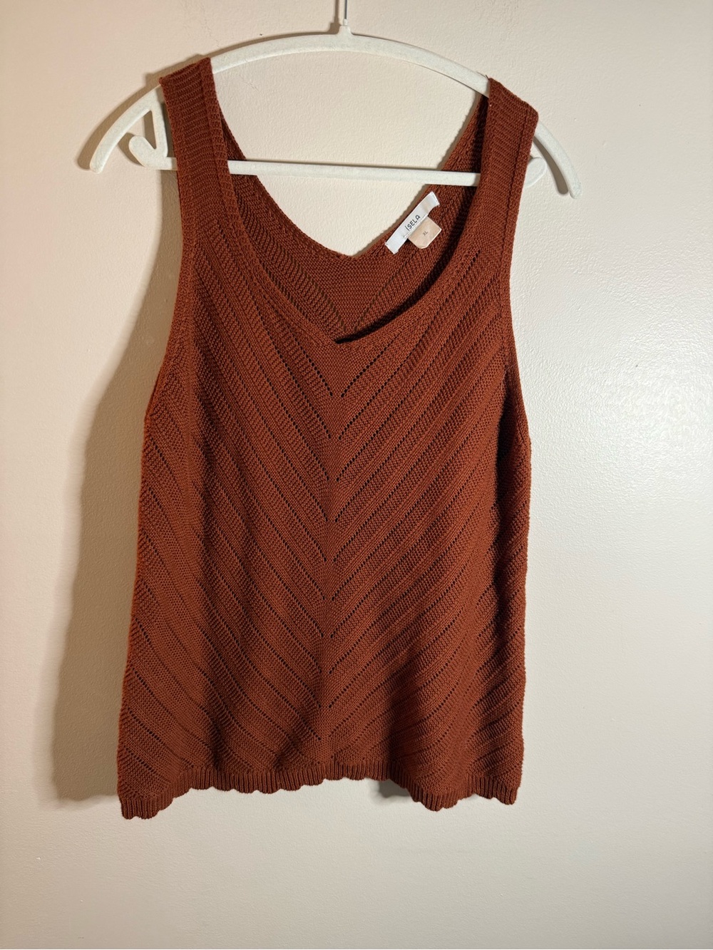 Isela Rust Knit V-Neck Sleeveless Tank